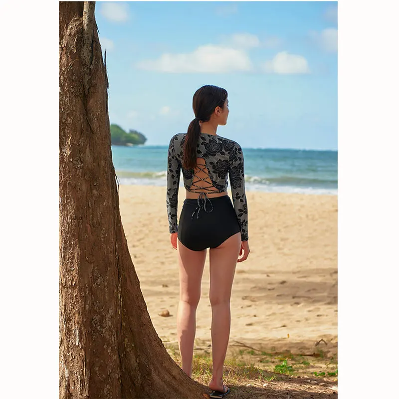 Женский комплект из 2 предметов короткий топ с длинными рукавами и шорты высокой