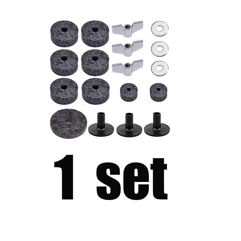 1 set Комплект из 2 предметов, 18 шт барабанные тарелки набор аксессуаров для тарелок чувствовал шайбы тарелки рукава барашковые гайки Привет шляпа сцепления Войлок привет-шляпа чашка Войлок ударная установка - Цвет: 1 set