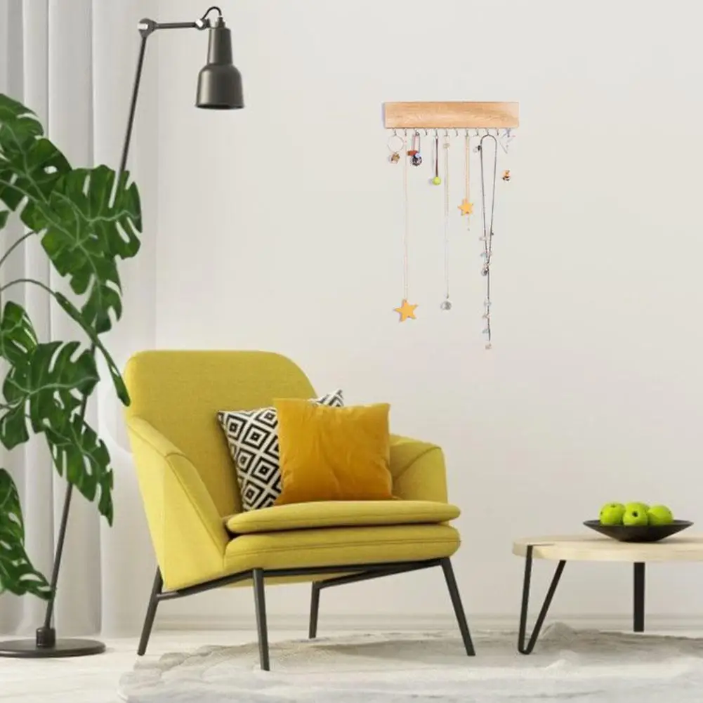 

Wall-mounted Storage Rack Jewelry Display Stand Wooden Hanging Jewelry Storage Box Rack Necklace Earring Organizer Wall Decor