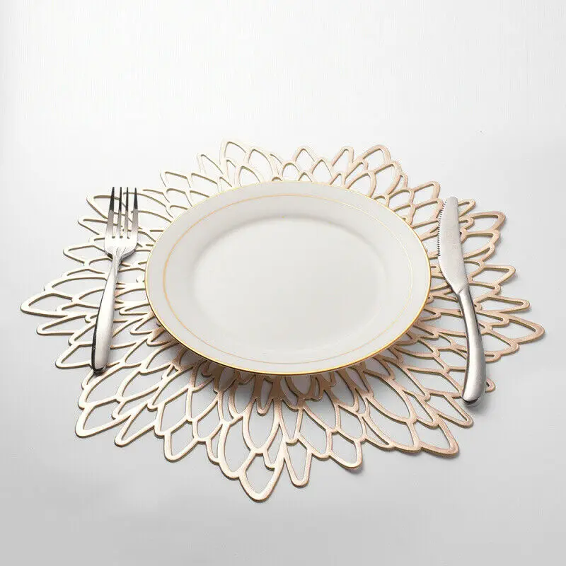 Placemats Table Mat Washable Dining Party Pack Flower Design Round Coaster Insulation Pads Plastic Mats Kitchen Decoration | Дом и сад