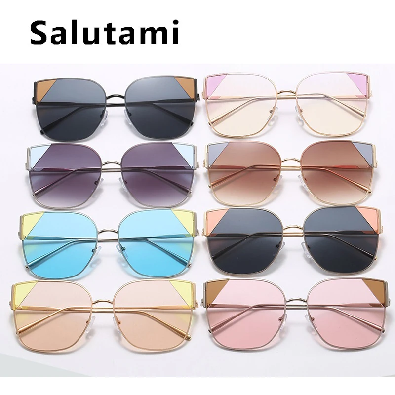 

2020 new luxury brand sunglasses for women fashion alloy overszied cat eye sun glasses female gradient elegant big shades square
