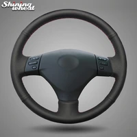 shining wheat black leather car steering wheel cover for toyota corolla verso 2006 camry 2004 2006 lexus rx330 rx400h rx400 2004