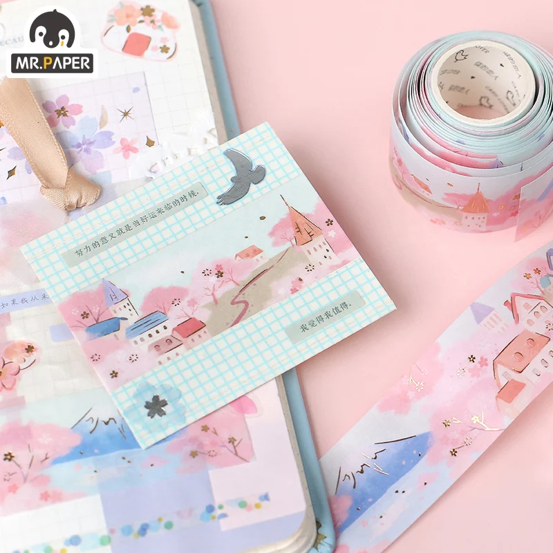 

Mr.Paper 30mm*5m 6 Designs Sakura Time Series Ins Style Single Bronzing Washi Tape Hand Account DIY Decoration Collage Material