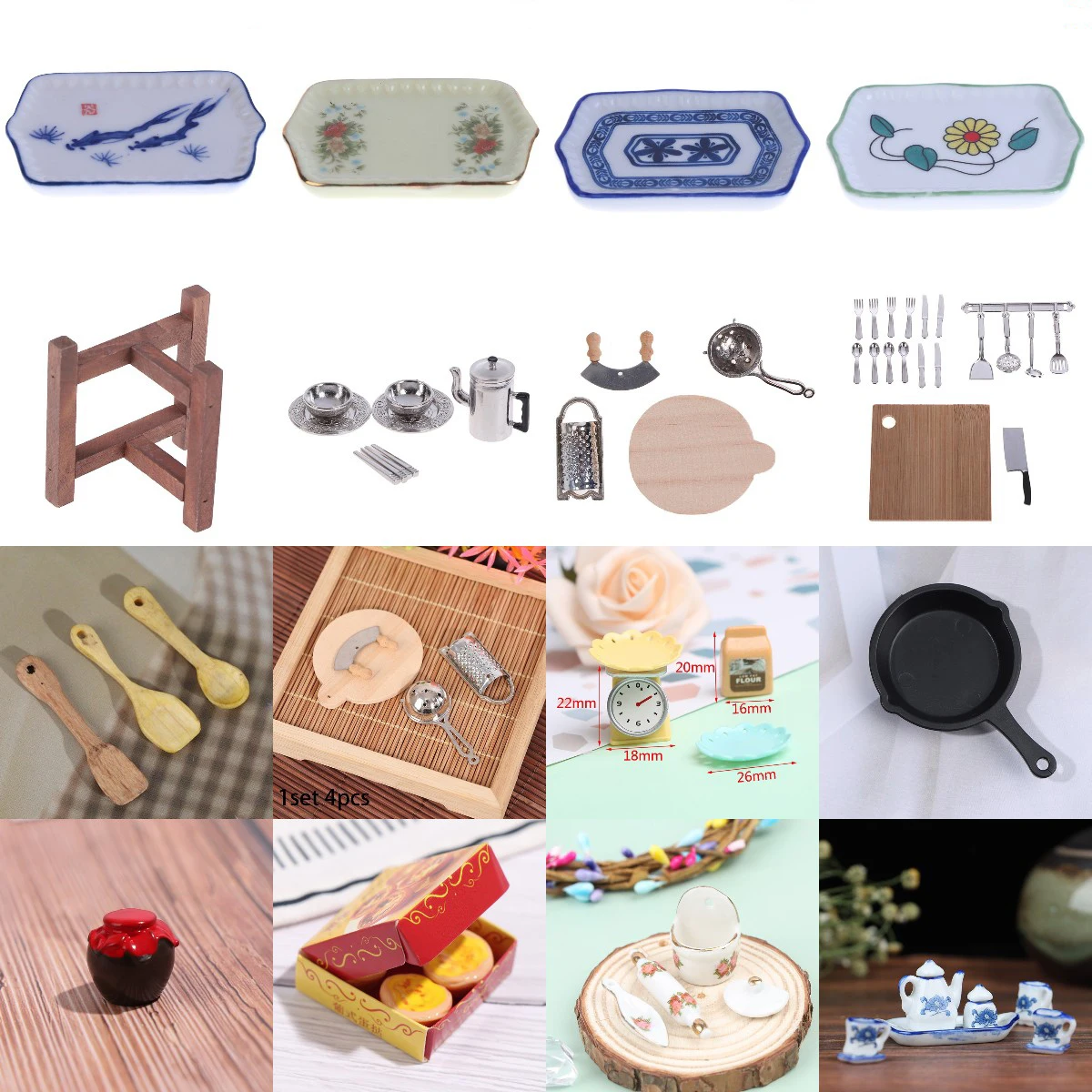 

Миниатюрный Кукольный домик Multi 1/12, миниатюрная модель, мини-тарелка, поднос, ложка, посуда, ролевая игра, кукла, кухонные принадлежности