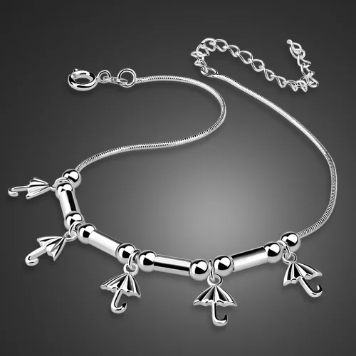 New Fashion Women Solid 925 Sterling Silver Anklets Lovely Umbrella Pendant Girl Charming Lady jewelry | Украшения и аксессуары
