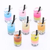 10pcs 1018mm mix color transparent charm milk tea cup pendant with box for bracelet necklace jewelry making diy earring finding