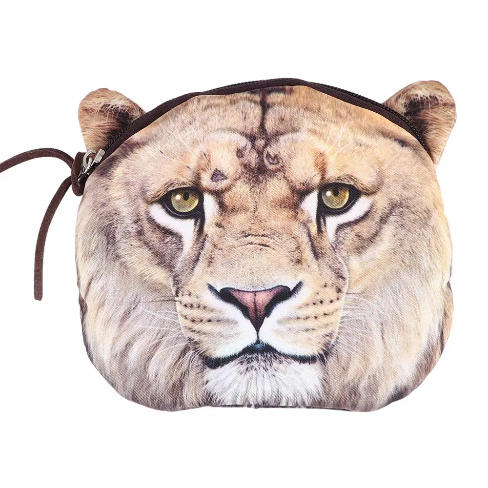 Новый стильный милый 3D чехол на молнии с изображением тигра леопарда льва лица