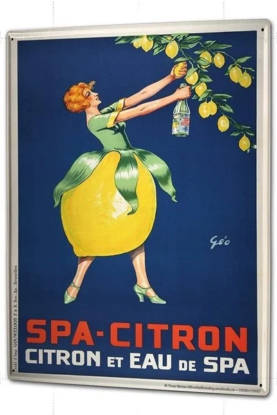 

Retro tin paintings Tin Sign Funny Cartoon Lemon . Lemon Bottle