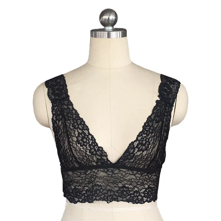 

Hot Bras For Women V Neck Seamless Bra Transparent Sexy Lace Bralette Top Wireless Lingerie Underwear Bustier Crop Top Brassiere