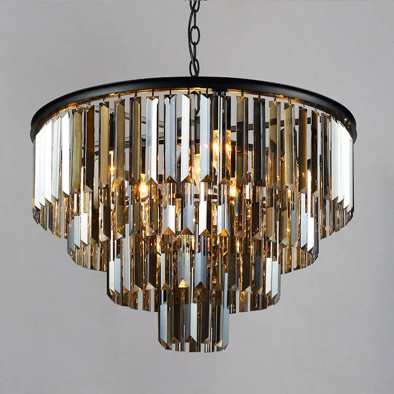 

NAVIMCModern Crystal Chandelier Elegant K9 crystal Smoky Gray Crystal Suspension Lamparas for Cafe Restaurant Hotel