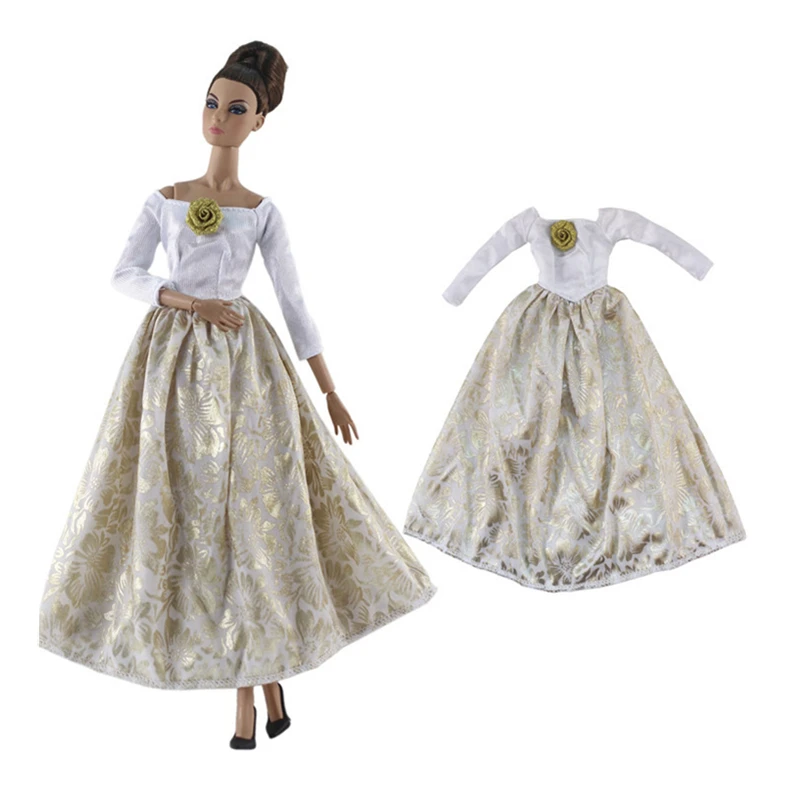 

Handmade Retro Long Dress Outfit Set Clothes for Barbie Fashion Royalty BJD Doll Accessories Play House Dressing Up Girl Toys