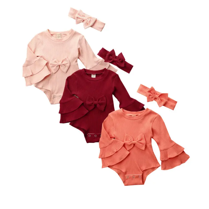 Изысканная одежда для девочек 2 шт. Зимний вязаный комплект одежды новорожденных