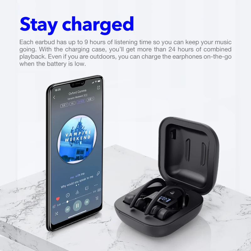 Kowkaka Bluetooth 5 0 наушники беспроводные стерео светодиодный дисплей свободные руки Спортивная гарнитура