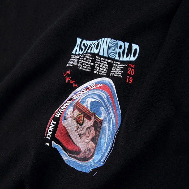19SS футболка ASTROWORLD TOUR Трэвис Скотт я не хочу проснуться Высококачественная хип