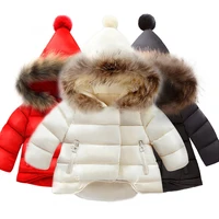 winter real fur collar children baby jacket cotton jackets warm baby toddler girls coats clothes hooded kids cotton jackets coat
