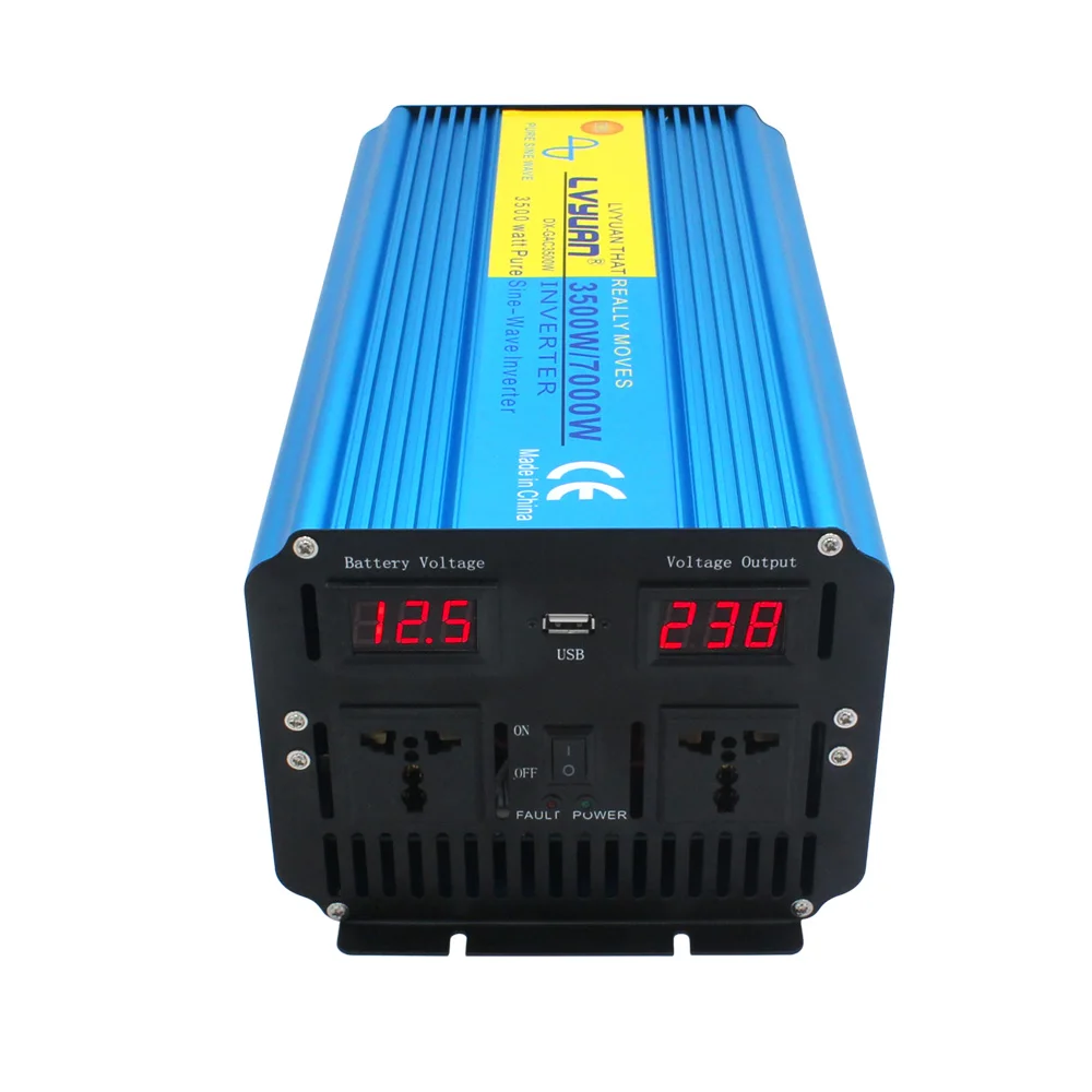 $199.99 3500W/7000W Pure Sine Wave Inverter DC 12V / 24V to AC 220V 230V 240V Voltage Converter LED Voltage Display Universal EU Socket