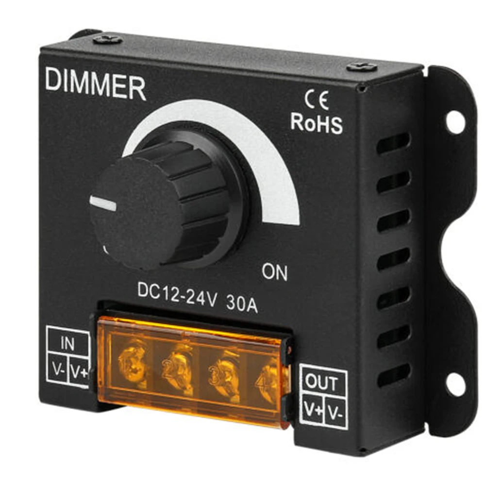 DC12V-24V PWM Digital Dimmer 30A Dimmer with Knob ON / OFF Switch Adjustable Brightness for LED Light Bar LED Dimmer