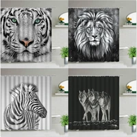 lion tiger wolf zebra shower curtains animals print bathroom waterproof fabric for cloth curtains bath screen home bathtub decor