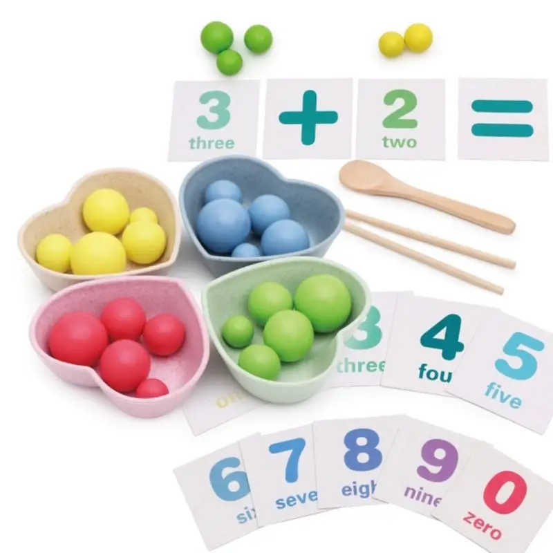 

1Set Baby Wooden Practice Chopsticks Toys Mathematics Enlightenment for Kids Clip Ball Child Math Toys for Children Gifts L4MC
