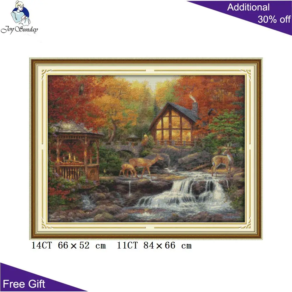 Домашний декор с оленем Joy Sunday Creekside F826 подсчитанный и штампованный олень вышивка