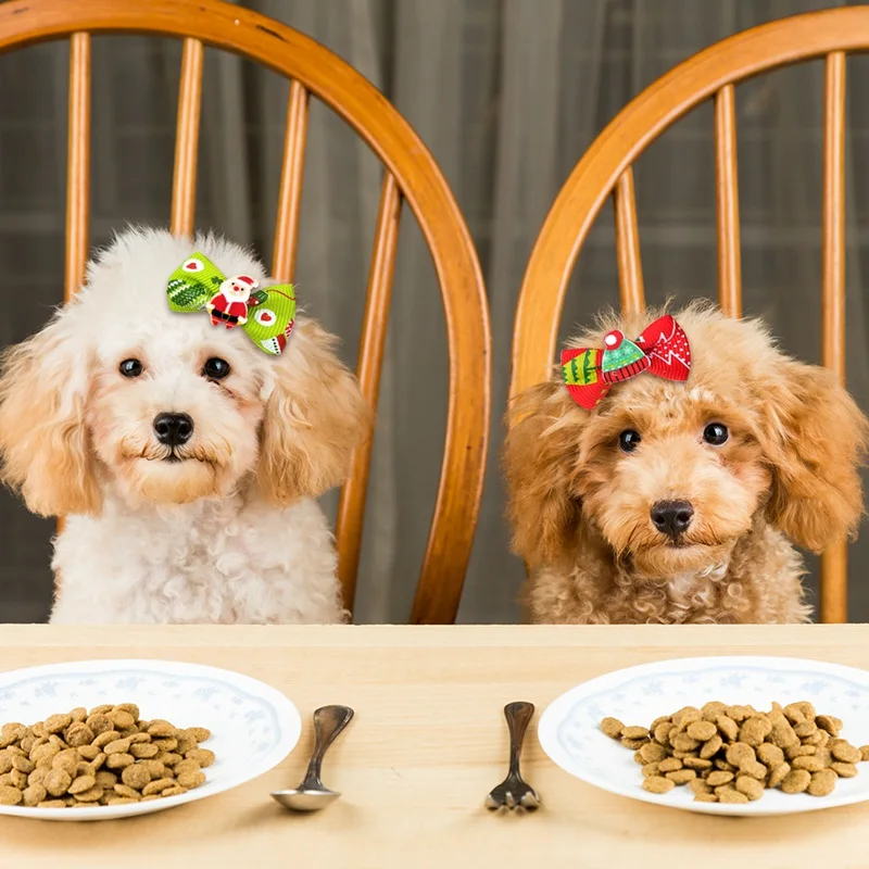 

50pcs Christmas Pet Headwear Flower Rubber Band Dog Headdress Bow Headband Rubber Band Dog Hair Accessories Pet Grooming