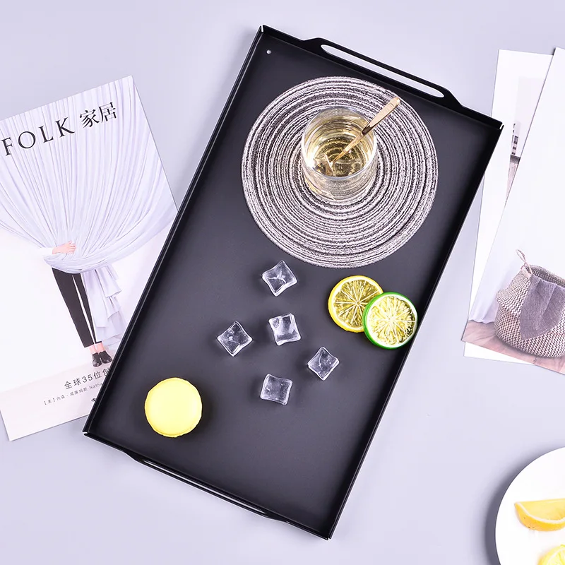 Прямоугольная металлическая настольная тарелка для хранения косметических