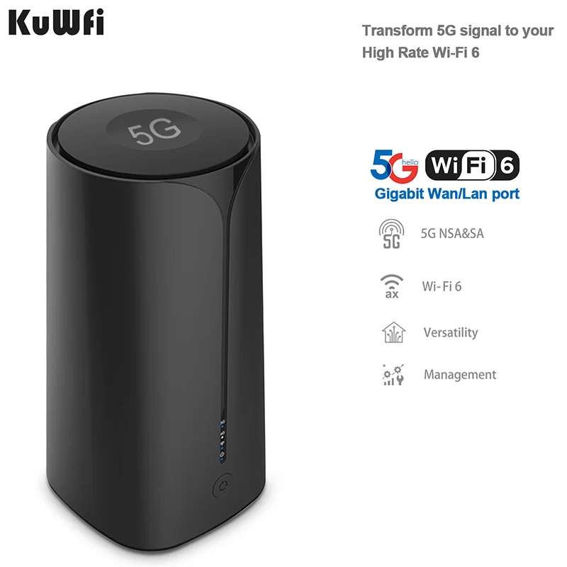 KuWFI 3100Mbps 5G Router With Sim Card Slot Wifi6 Dual Band Smart Wireless Router Gigabit Port Wifi Hotspot Wide Coverage