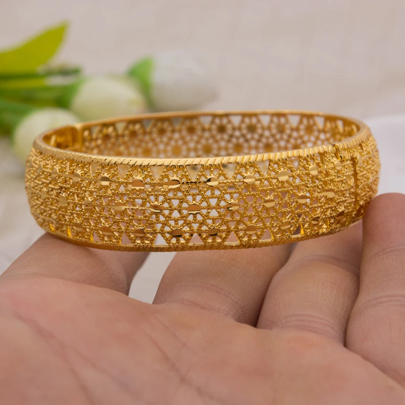 24K ширина женские винтажные браслеты Античное золото Длинный браслет и ювелирные