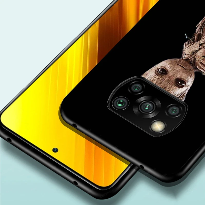 

Marvel Avengers Groot For Xiaomi Poco X3 NFC M3 M2 X2 F3 F2 Pro C3 F1 Mi Play Mix 3 A3 A2 A1 Black Phone Case