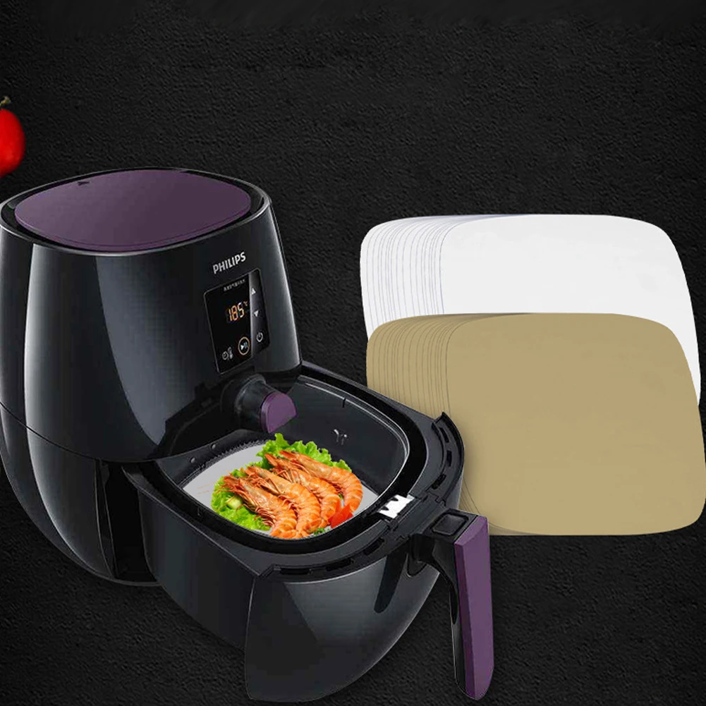 

100Pc Air Fryer Non-Stick Baking Oil Paper Liner Steamer Paper Household Barbecue Paper Steaming ​Basket Mat Baking Cooking Tool