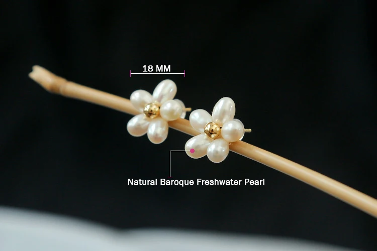 

GREEN PURPLE Fresh Water Pearl Earrings For Women Cute Flower Freshwater Pearl Stud Earrings Charm Jewelry Boucle D'oreille