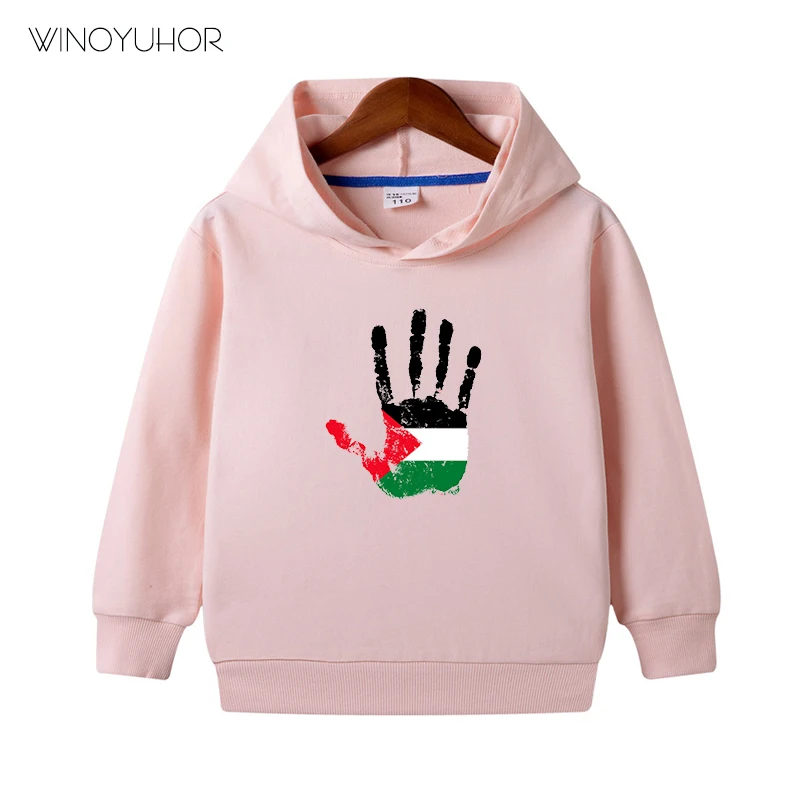 Sudaderas con capucha para ni&ntilde;os y ni&ntilde;as, ropa con estampado divertido de la mano de la bandera de Israel, jers&eacute;is de manga larga, Tops de oto&ntilde;o-3