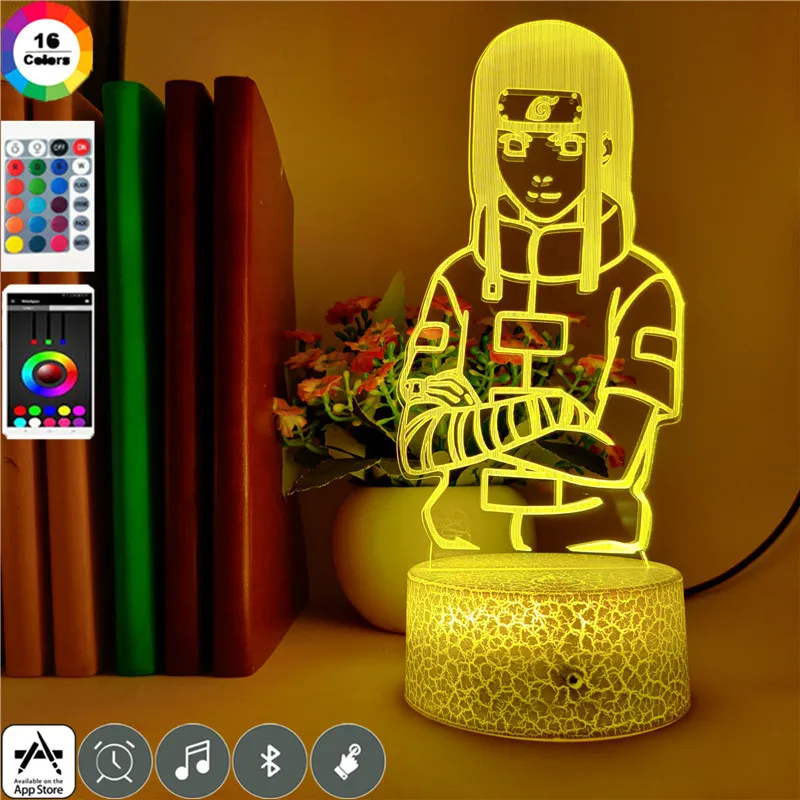 

Clock Base Table Lamp Hyuga Neji 3D Anime light LED 7 Color Change Touch Home Bedroom Decoration Children Birthday Night Light
