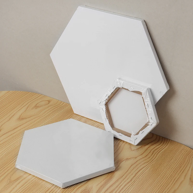 Новый шестигранный пустой экран деревянная тарелка белая рамка холст доска