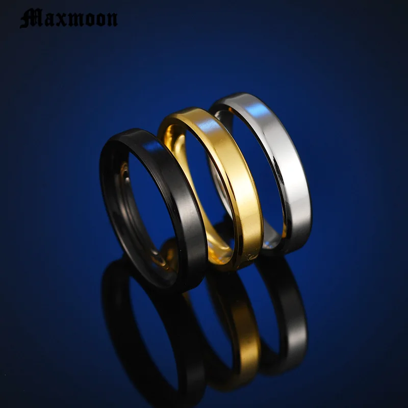 Женское и мужское обручальное кольцо Maxmoon простое тонкое из титановой стали