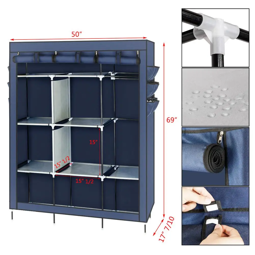 

Non-woven Fabric Assembled Cloth Wardrobe Portable Storage Clothes Cabinet