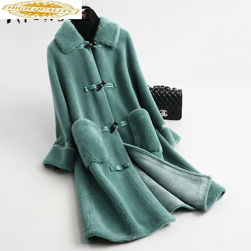 Женское пальто с натуральным мехом новинка 2019 стрижка овец зимнее для женщин