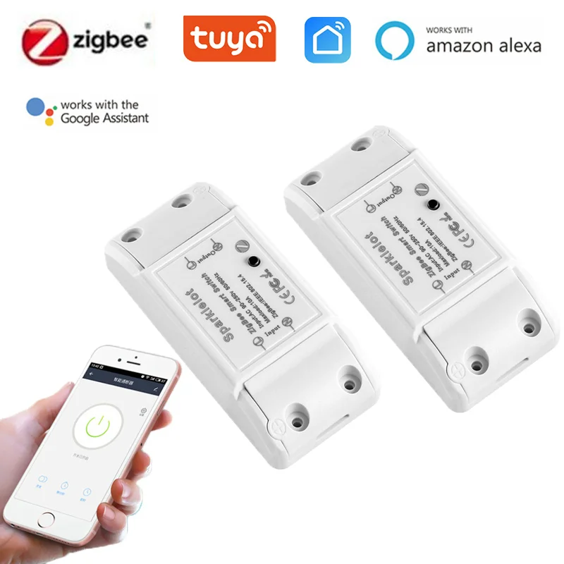 

Tuya настенный светильник ZigBee, релейный контроллер задержки переключатель приложение Smart Life голосовой таймер модуль Google Home, Alexa, 110-250V 10A умный ...