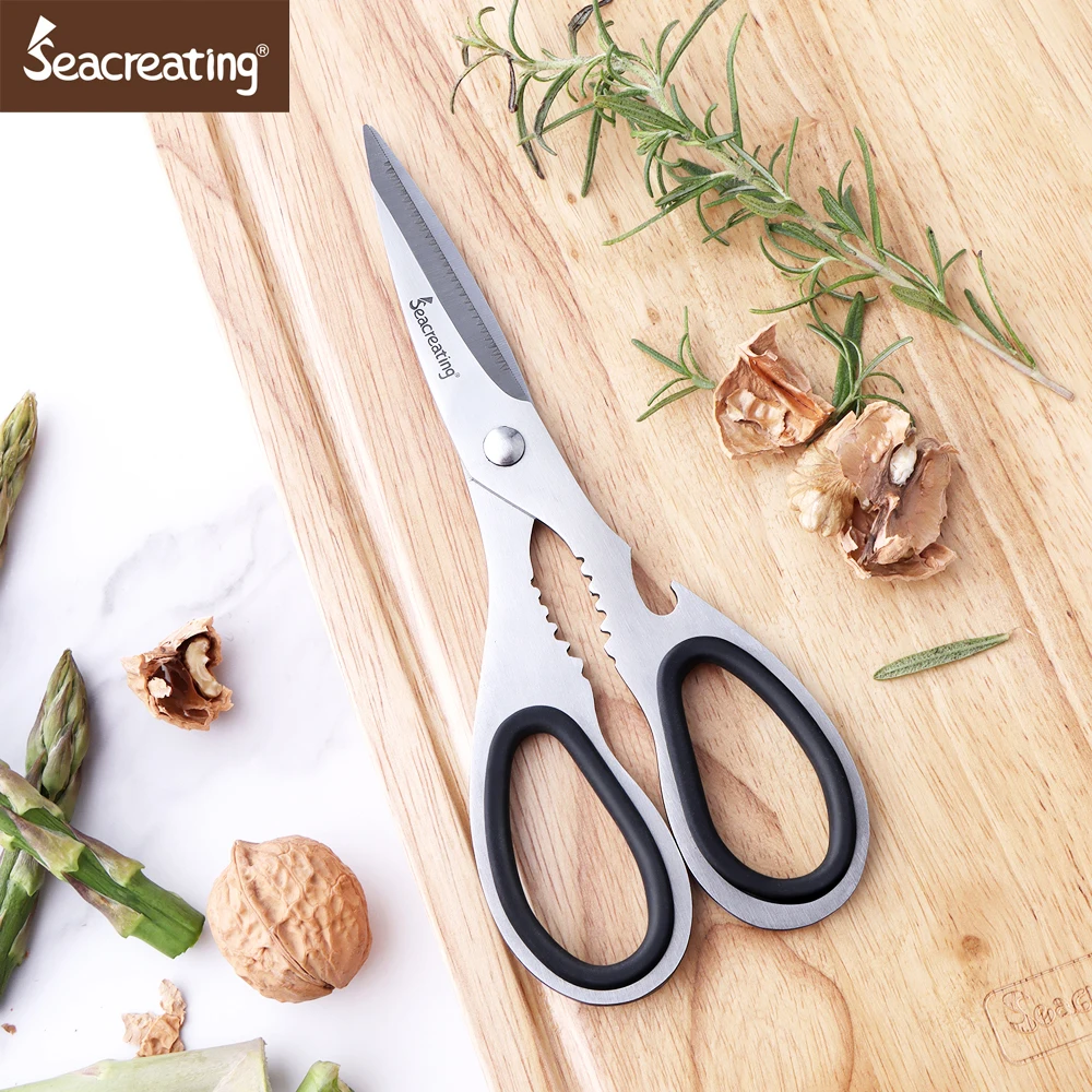 Seacreating полный 304 Нержавеющая сталь Кухня ножницы 2 шт Heavy Duty можно мыть в
