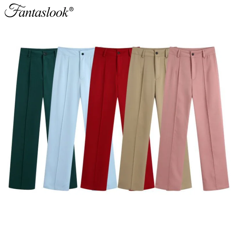 

Повседневные Прямые женские брюки, брюки с широкими штанинами, брюки с высокой талией, свободные офисные женские брюки, однотонные женские брюки на молнии