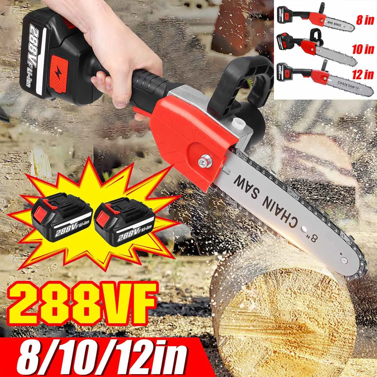 

288VF Brushless Electric Chainsaw 8/10/12inch Cordless Garden Logging Power Tool Wood Tools Rechargeable For Makita Battery
