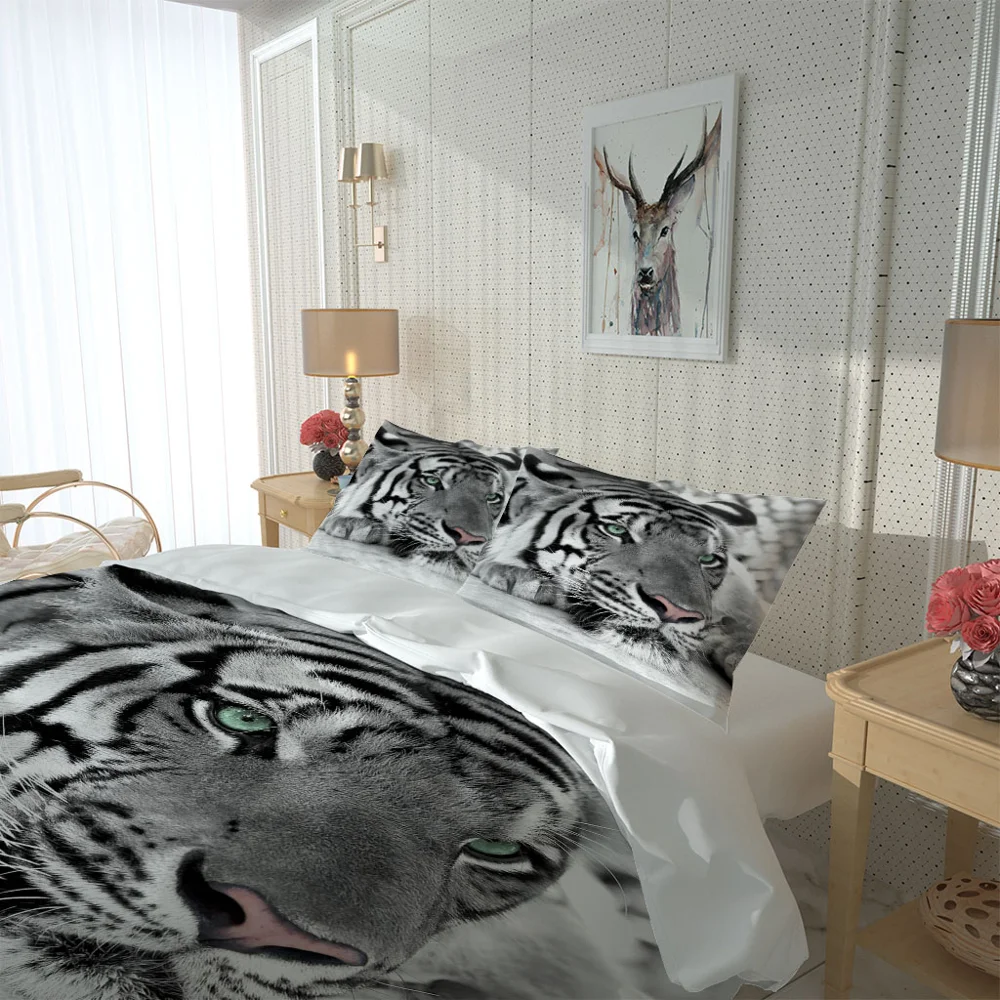 Новый комплект для кровати с принтом Тигр 3d постельного белья набор