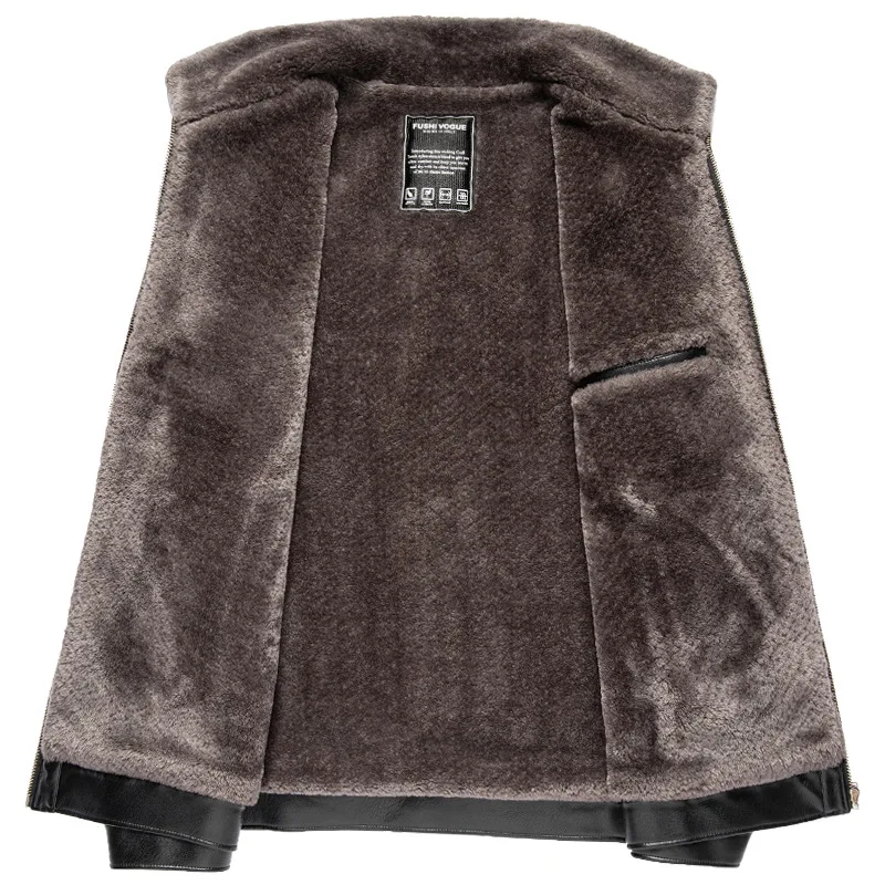 

Winter Mens 2021 Jacket Mens Artificial Leather Coats Fur Collar Mens Fur Long Plush Thick Overcoat Winter Jacket Warm Coat