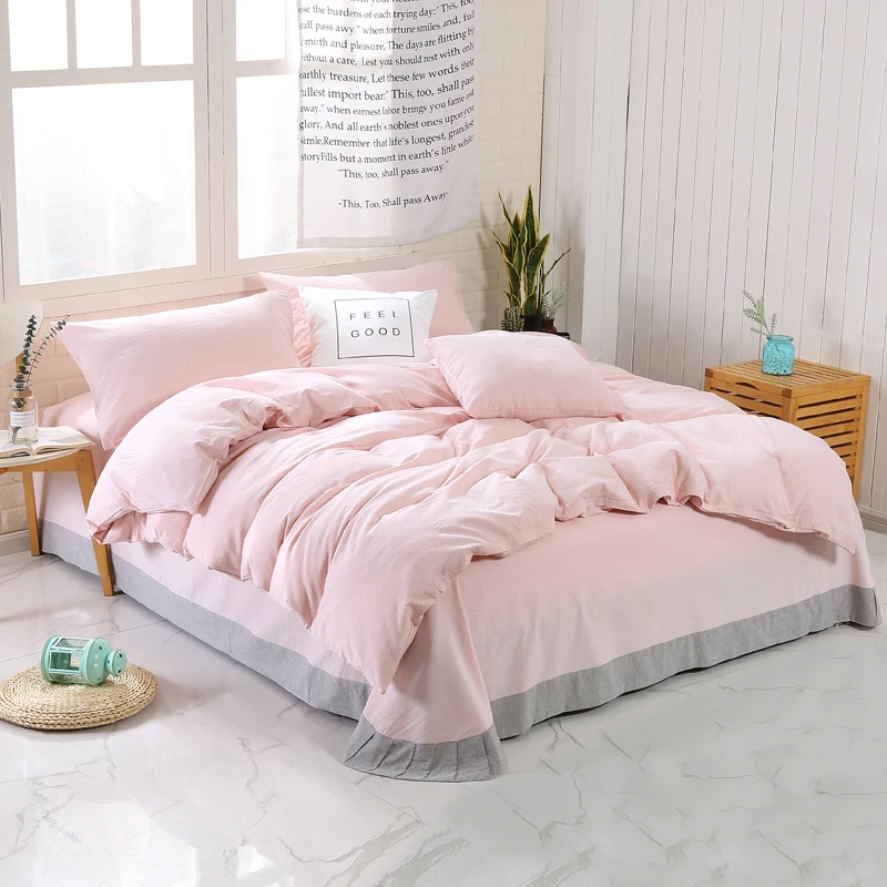 Удобный и мягкий комплект постельного белья из промытого хлопка пододеяльник