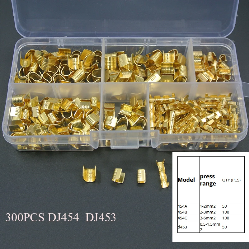 300Ppcs DJ454 U-образная медная проволока обжимные клеммы холодного прессования