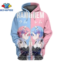 sonspee anime rezero twin sisters maid ram and rem 3d printed hoodies casual fashion cartoon cute mens sweatshirt clothing
