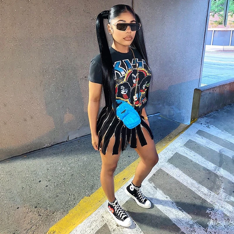 Женское платье-футболка с коротким рукавом на молнии | Женская одежда