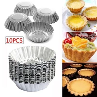 10pcs egg tart molds aluminum reusable cupcake cookie mold flower shape cake pudding tartlet mould tin baking accessories