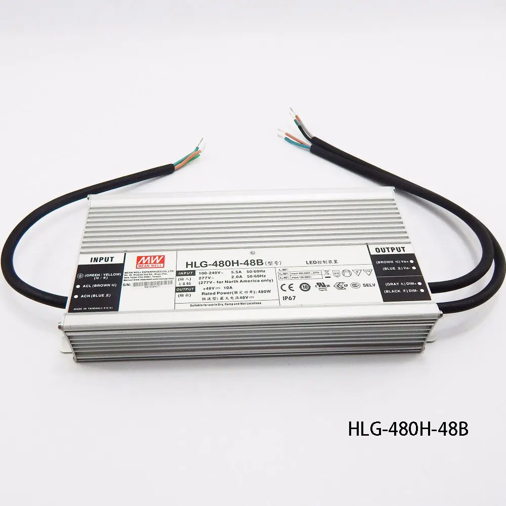 Meanwell Диммируемый 100 Вт 240 Вт 320 Вт драйвер HLG-100H-42B HLG-240H-36B, ELG-200H-42B LPC-60-1400 импульсный источник питания, APV-12-12 ou - Цвет: HLG-480H-48B