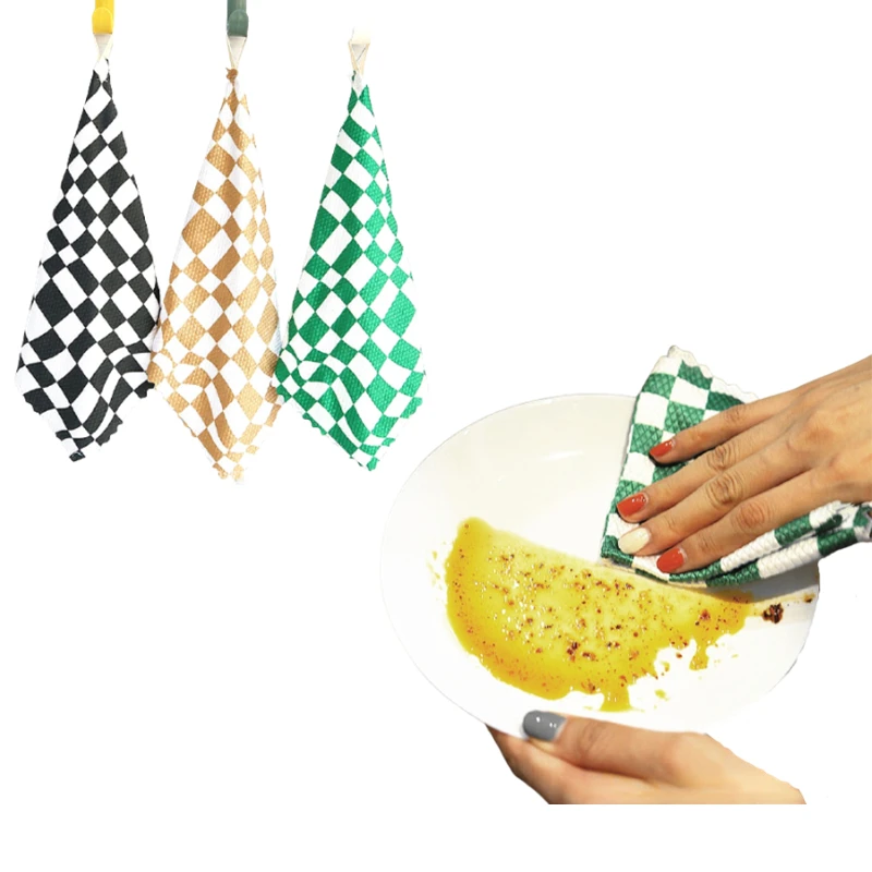 

1 Pc Fish Scale Grid Cloth Rag 25x25cm Wave Pattern Water Absorbable Glass Kitchen Cleaning Cloth Wipes Household Table Tools